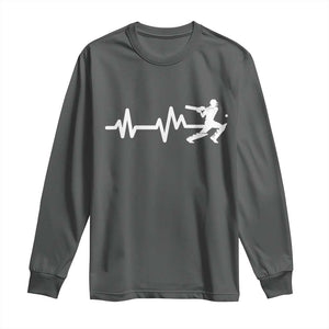 Cricket Player Long Sleeve Shirt Cricket Heartbeat Batsman TS10 Dark Heather Print Your Wear