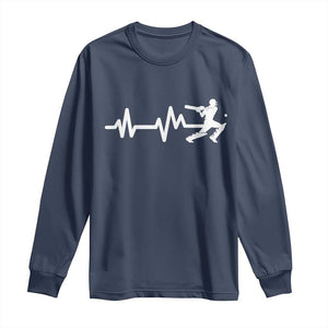 Cricket Player Long Sleeve Shirt Cricket Heartbeat Batsman TS10 Navy Print Your Wear