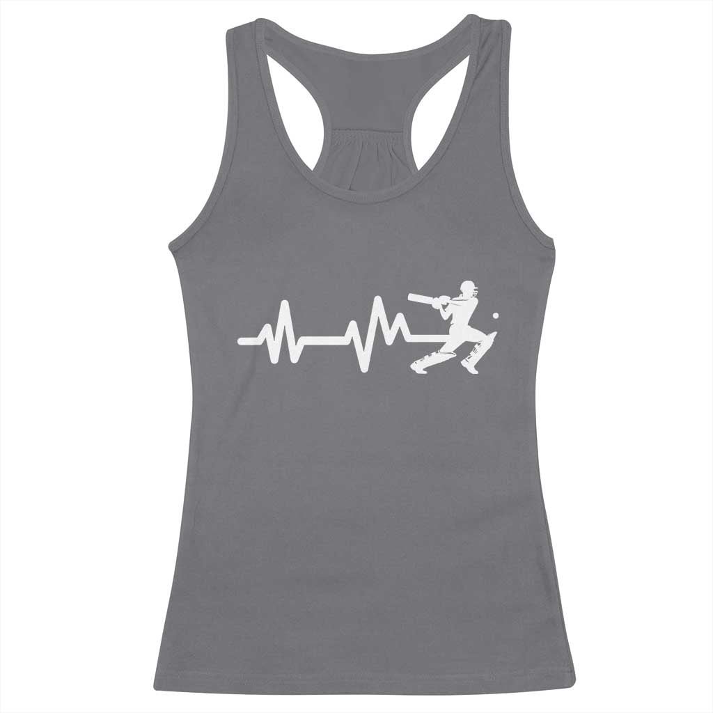 Cricket Player Racerback Tank Top Cricket Heartbeat Batsman TS10 Charcoal Print Your Wear