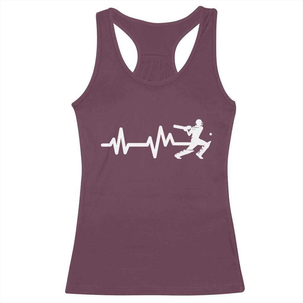 Cricket Player Racerback Tank Top Cricket Heartbeat Batsman TS10 Maroon Print Your Wear