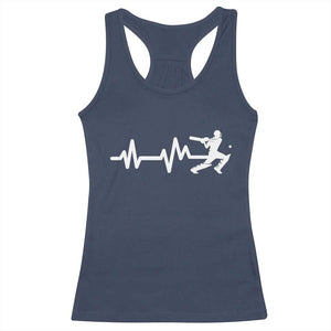 Cricket Player Racerback Tank Top Cricket Heartbeat Batsman TS10 Navy Print Your Wear