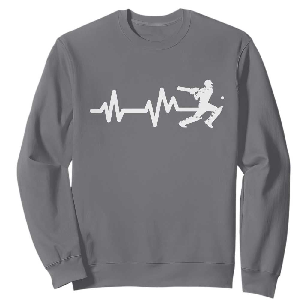 Cricket Player Sweatshirt Cricket Heartbeat Batsman TS10 Charcoal Print Your Wear