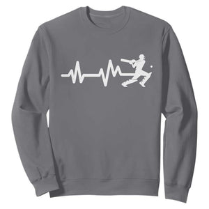 Cricket Player Sweatshirt Cricket Heartbeat Batsman TS10 Charcoal Print Your Wear