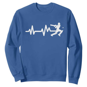 Cricket Player Sweatshirt Cricket Heartbeat Batsman TS10 Royal Blue Print Your Wear