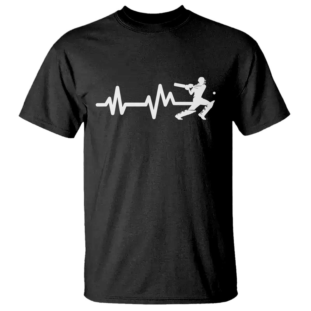 Cricket Player T Shirt Cricket Heartbeat Batsman TS10 Black Print Your Wear