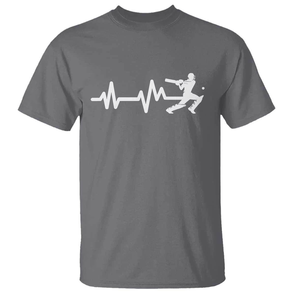 Cricket Player T Shirt Cricket Heartbeat Batsman TS10 Charcoal Print Your Wear