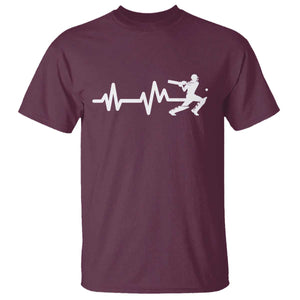 Cricket Player T Shirt Cricket Heartbeat Batsman TS10 Maroon Print Your Wear