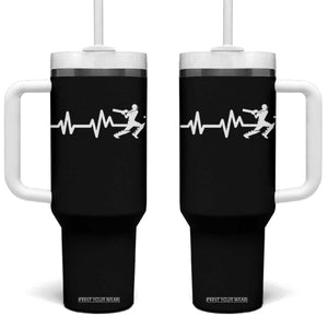 Cricket Player Tumbler With Handle Cricket Heartbeat Batsman TS10 One Size: 40 oz Black Print Your Wear