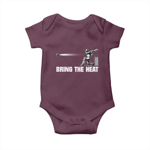 Cricket Player Baby Onesie Bring The Heat Batting TS10 Maroon Print Your Wear
