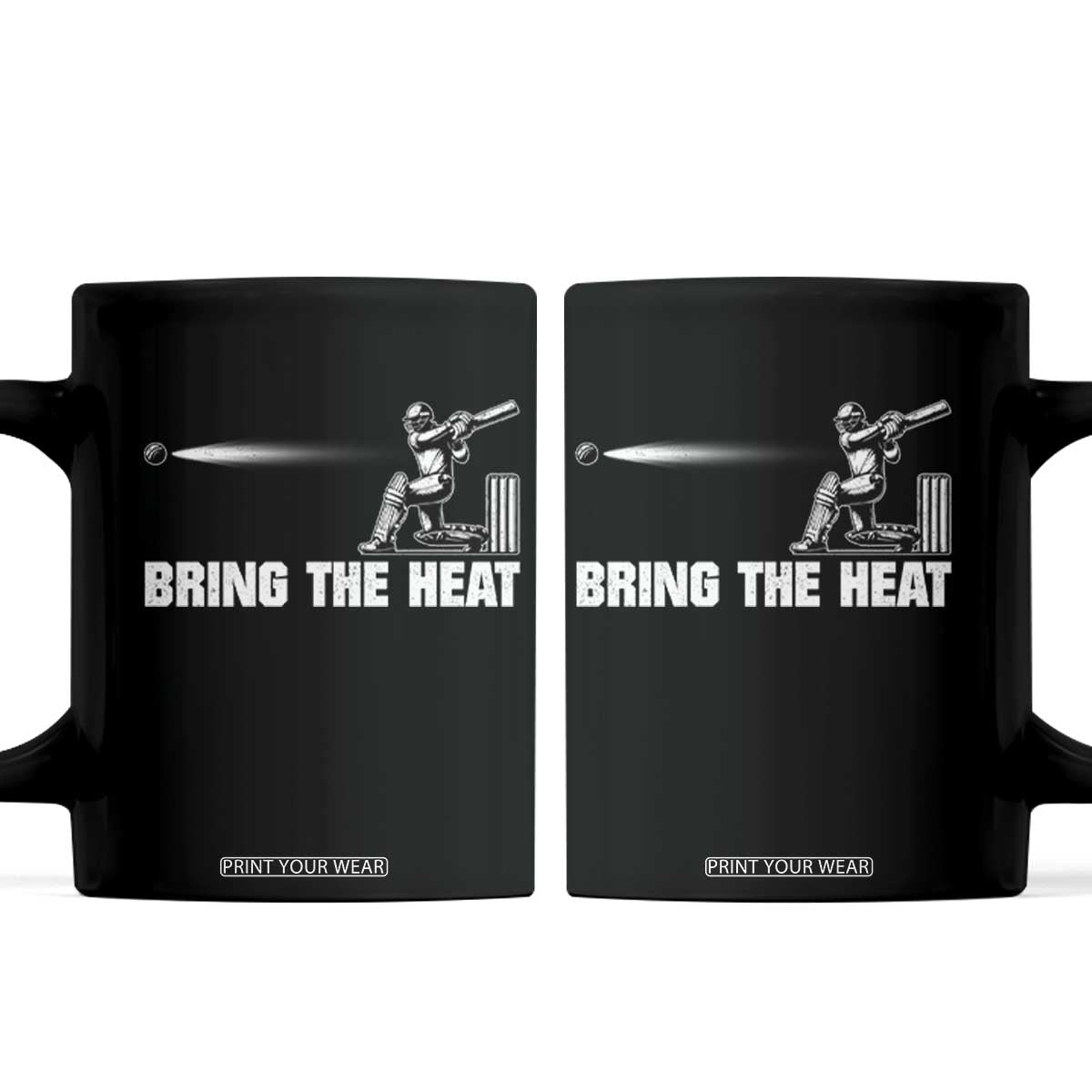 Cricket Player Coffee Mug Bring The Heat Batting TS10 Black Print Your Wear