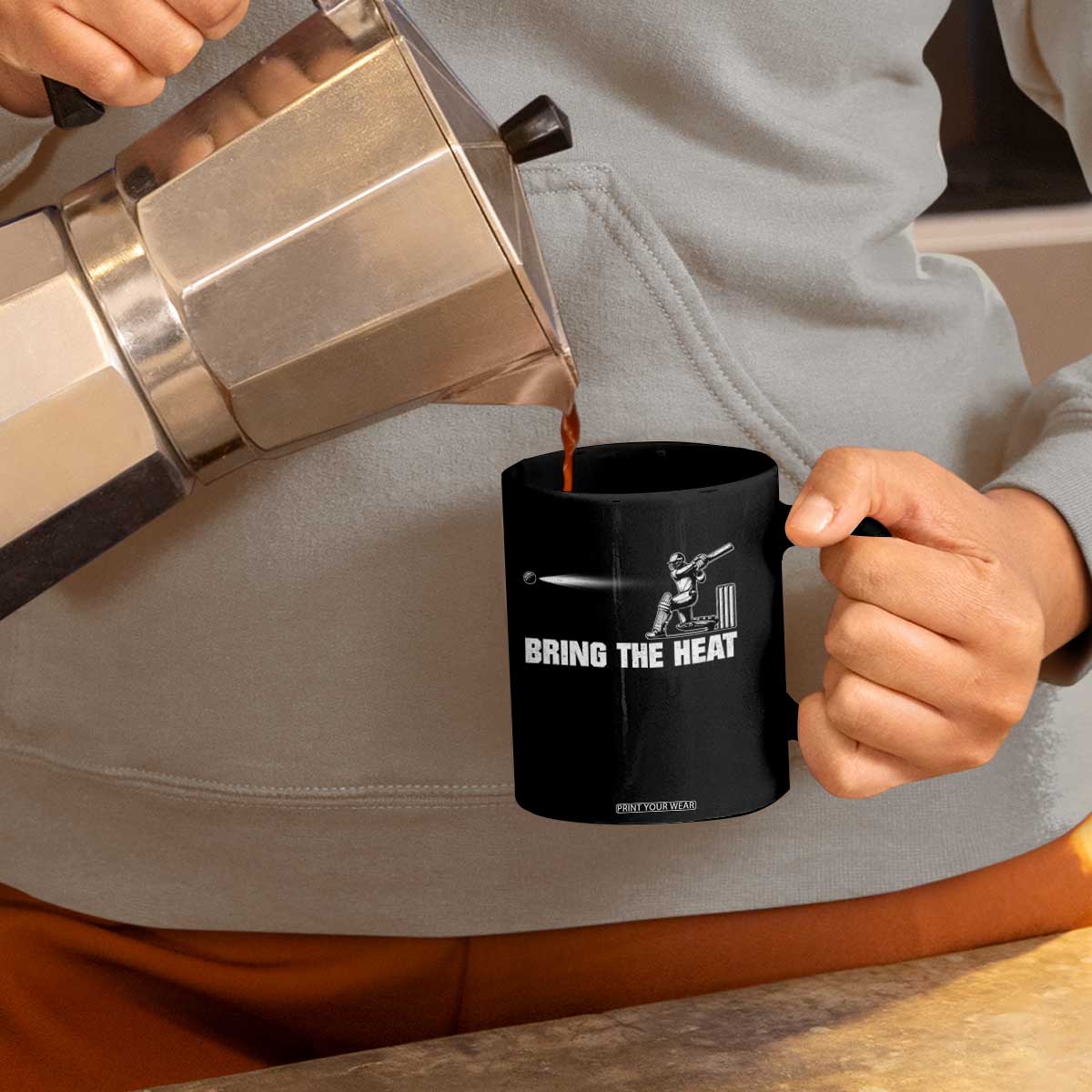 Cricket Player Coffee Mug Bring The Heat Batting TS10 Print Your Wear