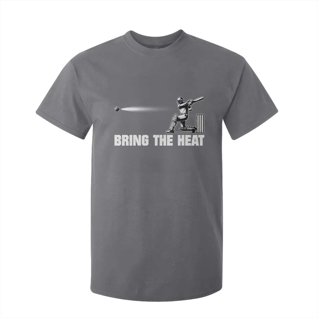 Cricket Player T Shirt For Kid Bring The Heat Batting TS10 Charcoal Print Your Wear