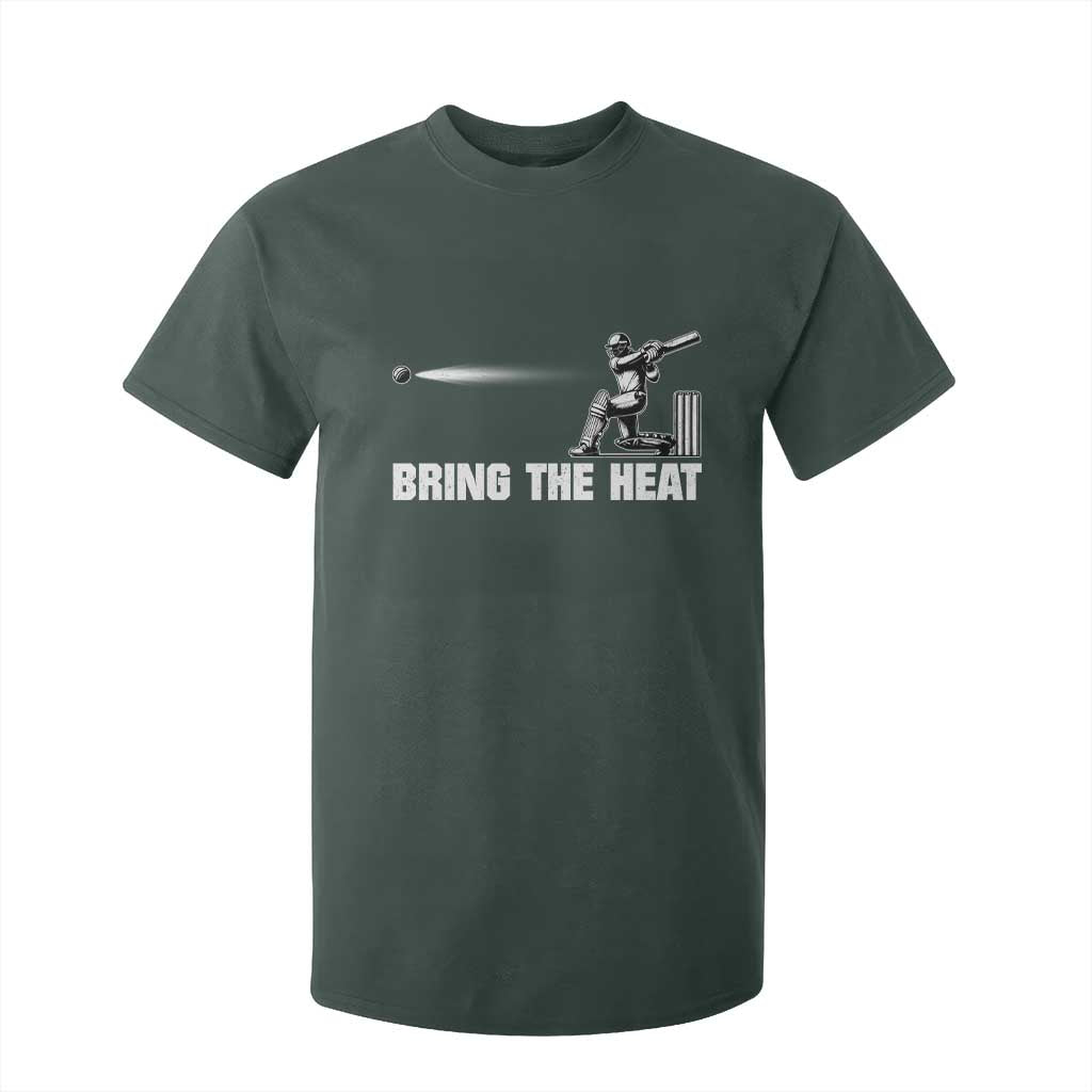 Cricket Player T Shirt For Kid Bring The Heat Batting TS10 Dark Forest Green Print Your Wear
