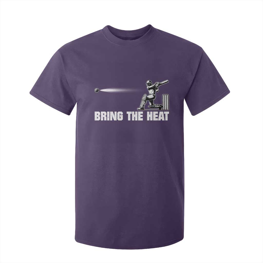 Cricket Player T Shirt For Kid Bring The Heat Batting TS10 Purple Print Your Wear