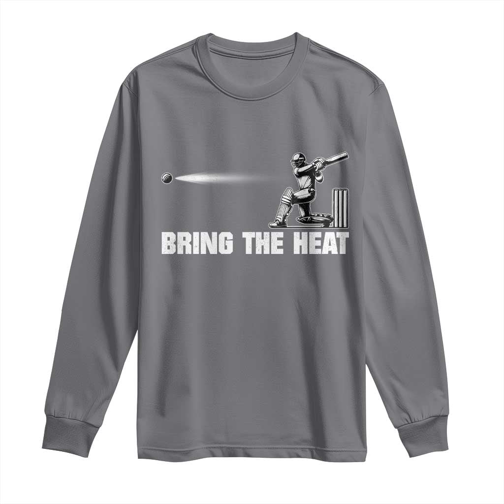 Cricket Player Long Sleeve Shirt Bring The Heat Batting TS10 Charcoal Print Your Wear
