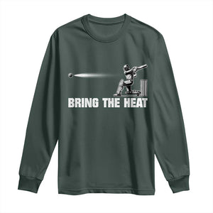 Cricket Player Long Sleeve Shirt Bring The Heat Batting TS10 Dark Forest Green Print Your Wear
