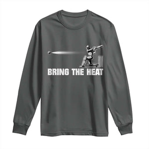 Cricket Player Long Sleeve Shirt Bring The Heat Batting TS10 Dark Heather Print Your Wear