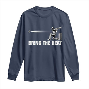 Cricket Player Long Sleeve Shirt Bring The Heat Batting TS10 Navy Print Your Wear