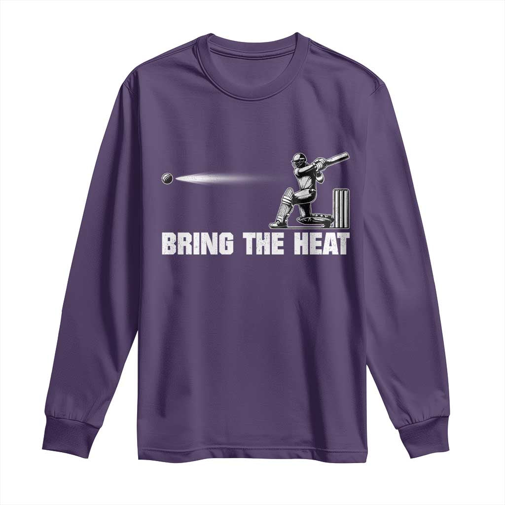 Cricket Player Long Sleeve Shirt Bring The Heat Batting TS10 Purple Print Your Wear