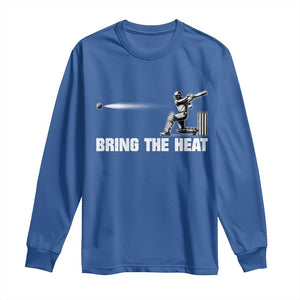 Cricket Player Long Sleeve Shirt Bring The Heat Batting TS10 Royal Blue Print Your Wear