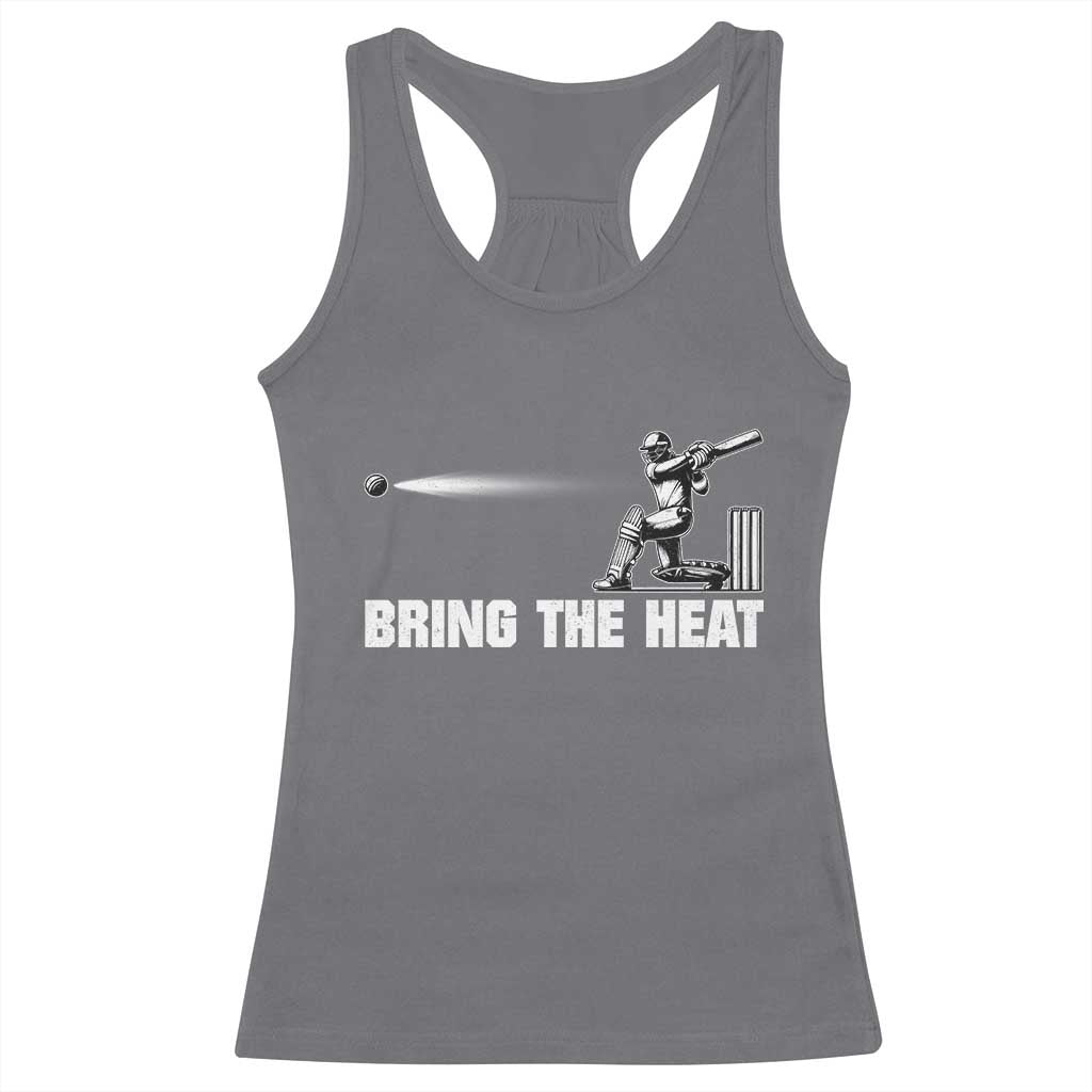 Cricket Player Racerback Tank Top Bring The Heat Batting TS10 Charcoal Print Your Wear