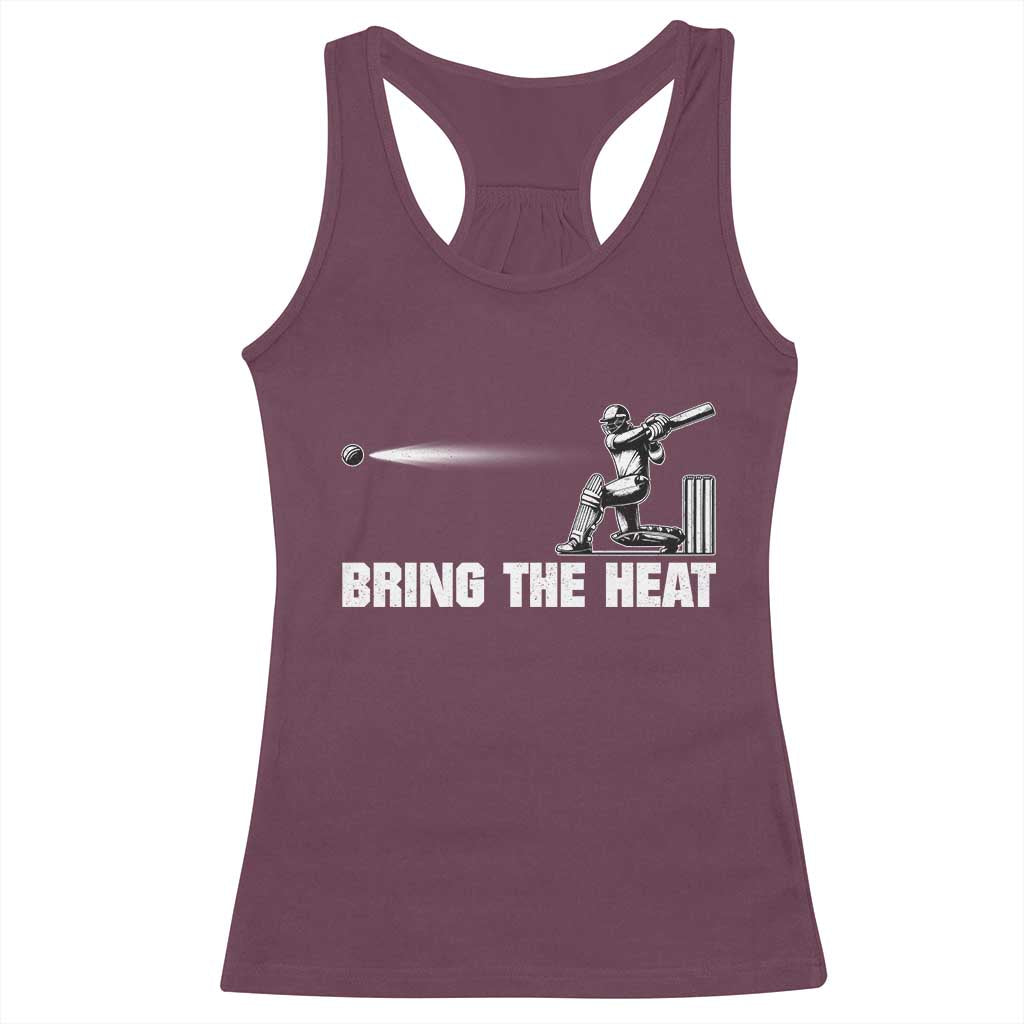 Cricket Player Racerback Tank Top Bring The Heat Batting TS10 Maroon Print Your Wear