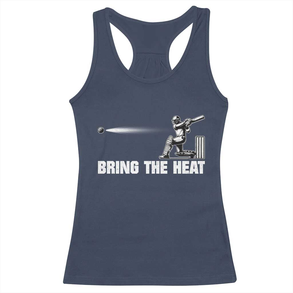 Cricket Player Racerback Tank Top Bring The Heat Batting TS10 Navy Print Your Wear
