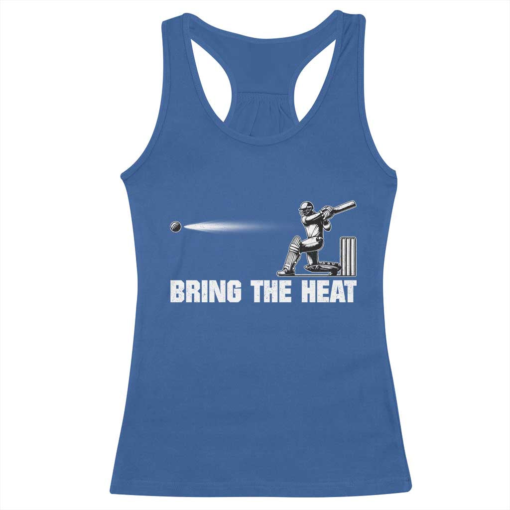 Cricket Player Racerback Tank Top Bring The Heat Batting TS10 Royal Blue Print Your Wear