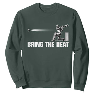 Cricket Player Sweatshirt Bring The Heat Batting TS10 Dark Forest Green Print Your Wear