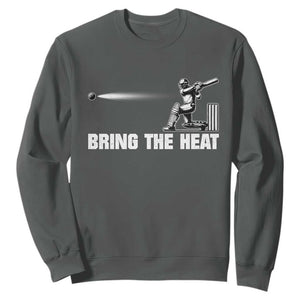 Cricket Player Sweatshirt Bring The Heat Batting TS10 Dark Heather Print Your Wear