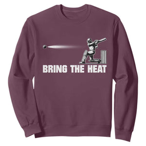 Cricket Player Sweatshirt Bring The Heat Batting TS10 Maroon Print Your Wear