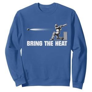 Cricket Player Sweatshirt Bring The Heat Batting TS10 Royal Blue Print Your Wear