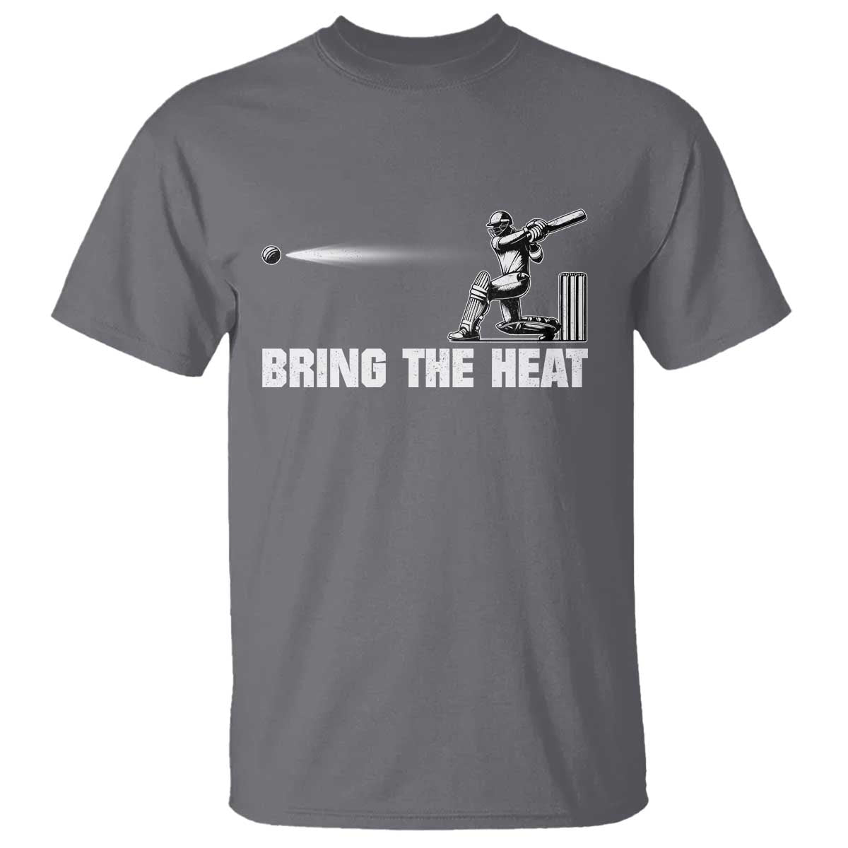 Cricket Player T Shirt Bring The Heat Batting TS10 Charcoal Print Your Wear