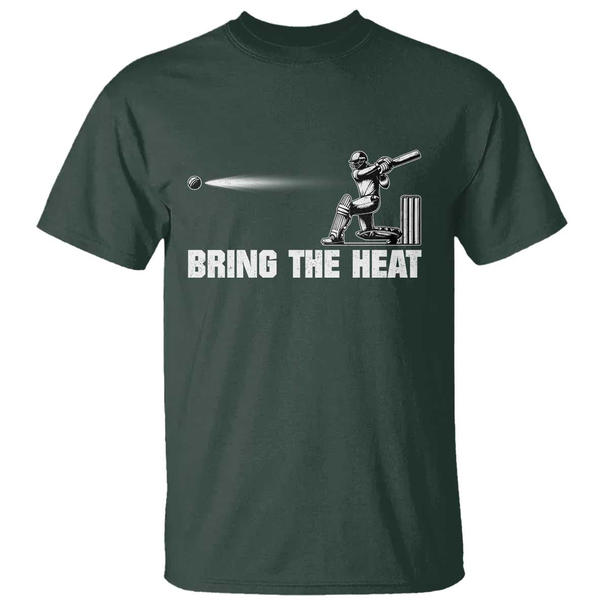 Cricket Player T Shirt Bring The Heat Batting TS10 Dark Forest Green Print Your Wear