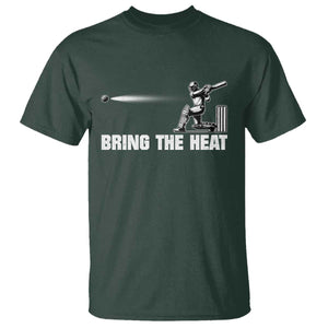 Cricket Player T Shirt Bring The Heat Batting TS10 Dark Forest Green Print Your Wear
