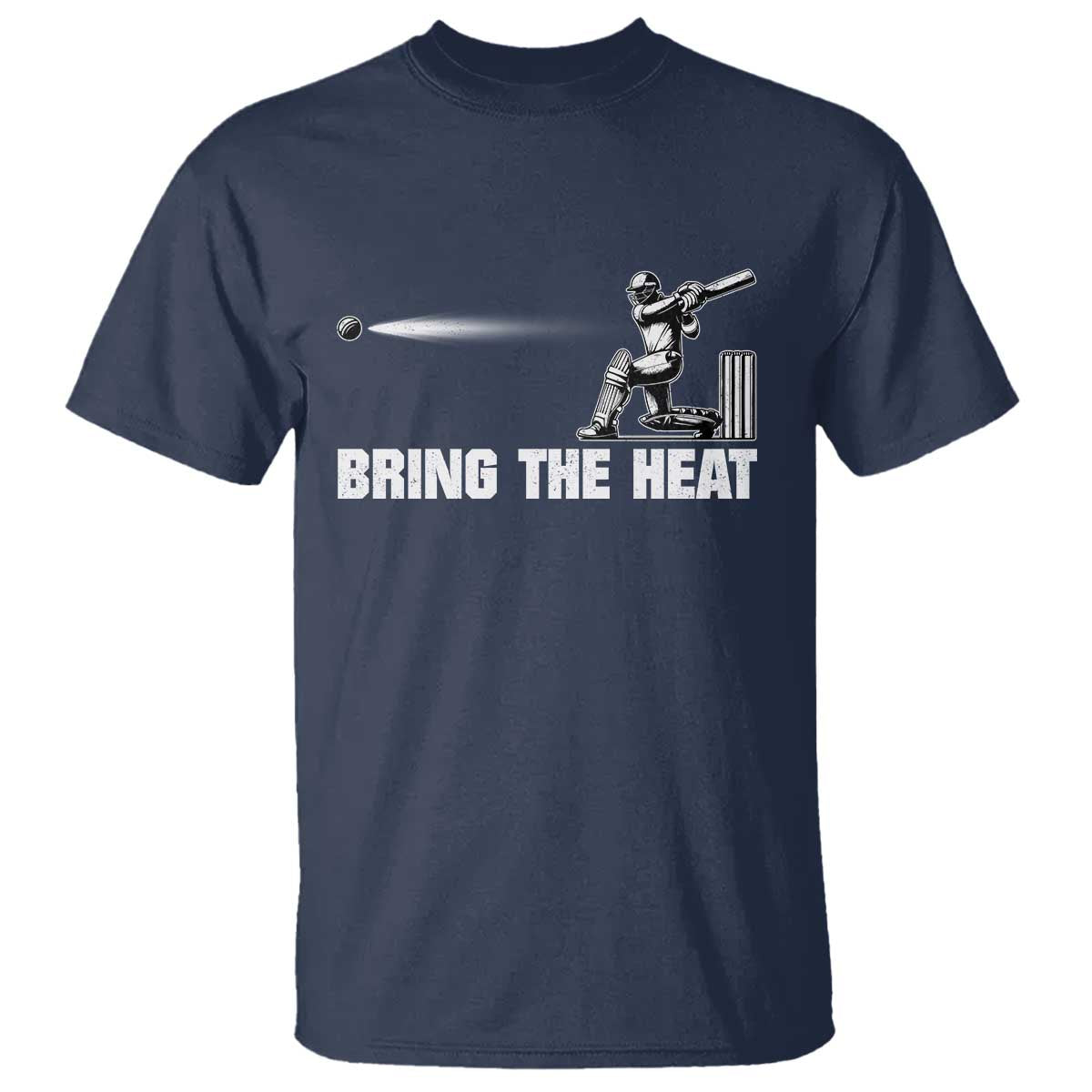 Cricket Player T Shirt Bring The Heat Batting TS10 Navy Print Your Wear