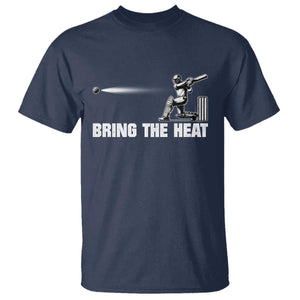 Cricket Player T Shirt Bring The Heat Batting TS10 Navy Print Your Wear