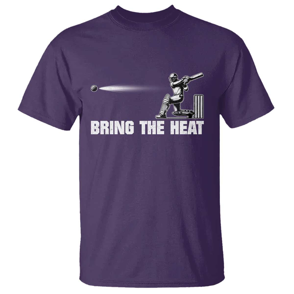 Cricket Player T Shirt Bring The Heat Batting TS10 Purple Print Your Wear
