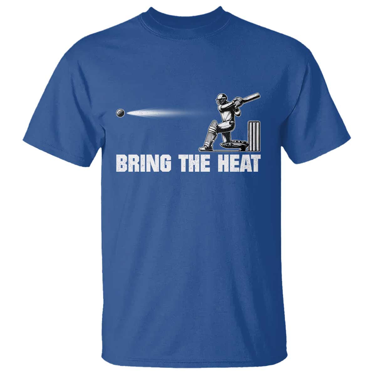 Cricket Player T Shirt Bring The Heat Batting TS10 Royal Blue Print Your Wear