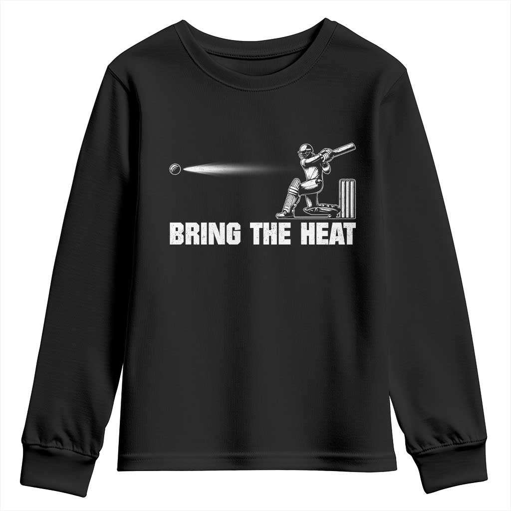Cricket Player Youth Sweatshirt Bring The Heat Batting TS10 Black Print Your Wear