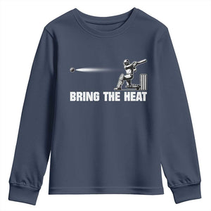 Cricket Player Youth Sweatshirt Bring The Heat Batting TS10 Navy Print Your Wear