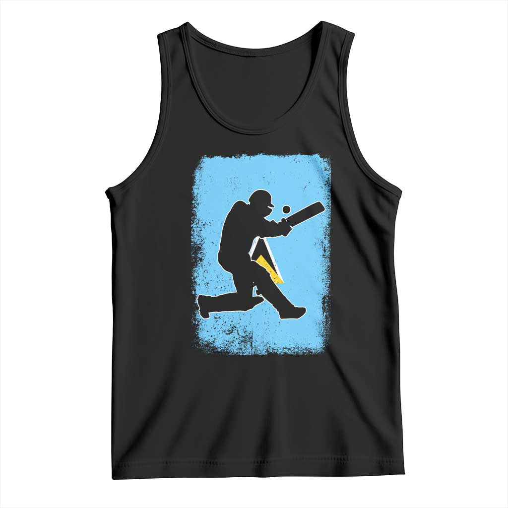 Saint Lucia Cricket Tank Top Retro Vintage Sport Saint Lucian Flag West Indies Cricket Fan TS10 Black Print Your Wear