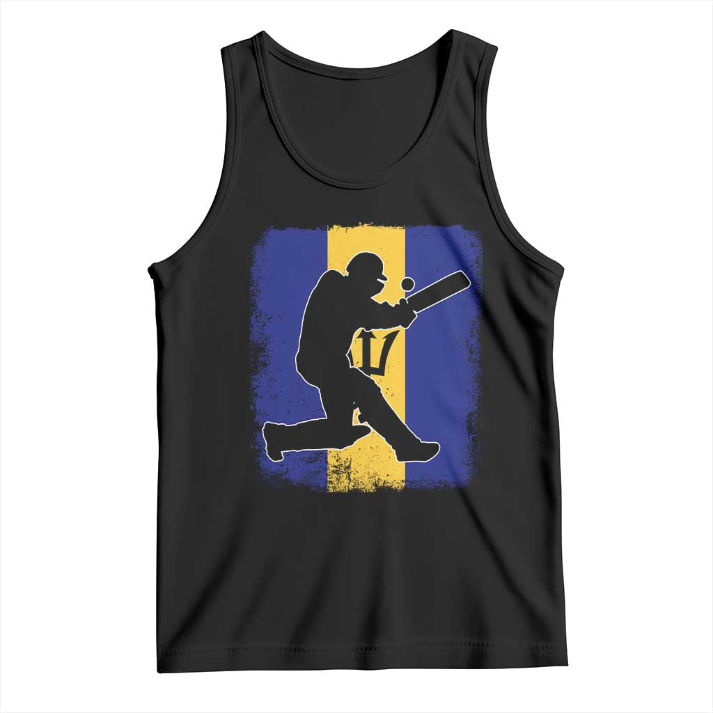 Barbados Cricket Tank Top Retro Vintage Sport Bajan Flag West Indies Cricket Fan TS10 Black Print Your Wear