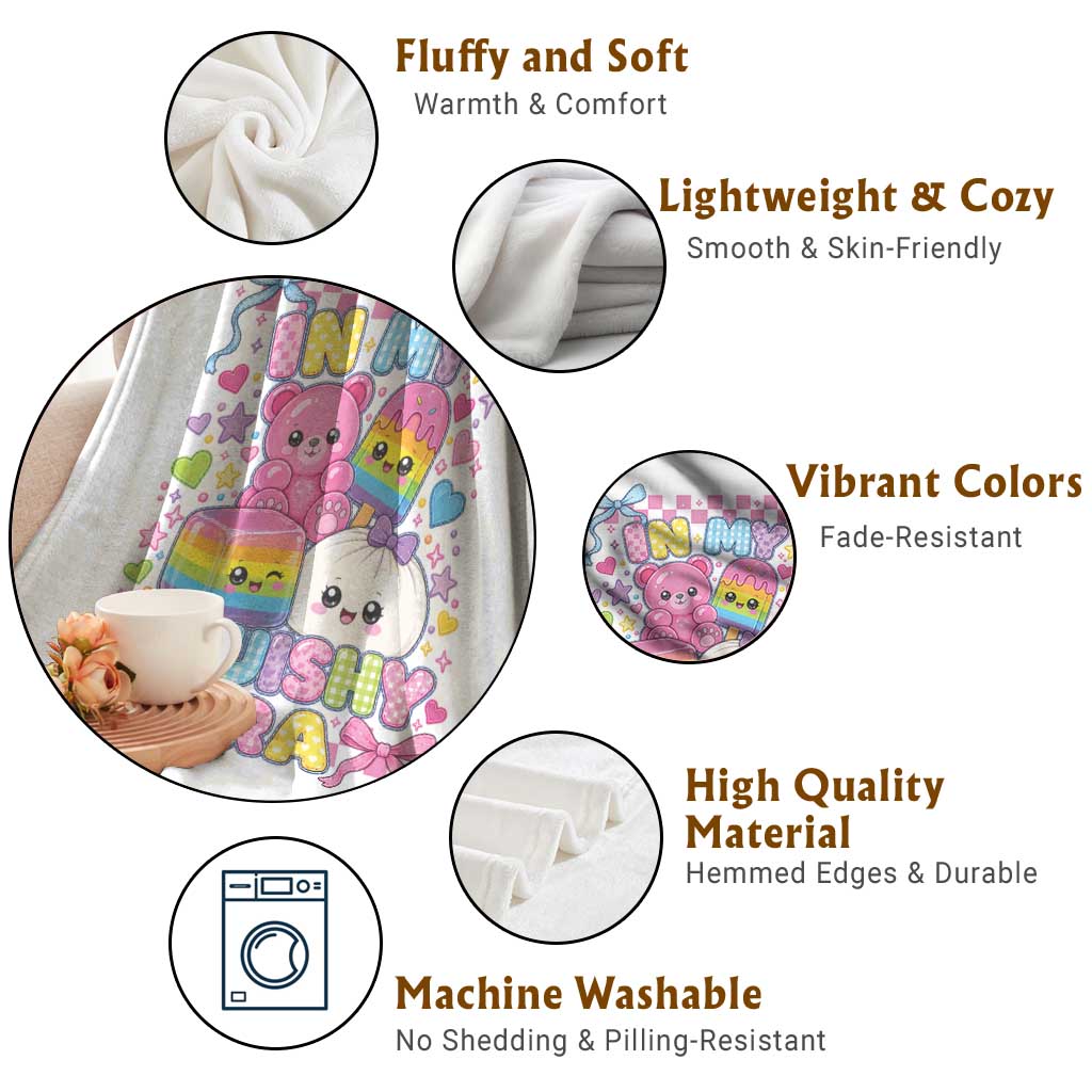 In My Squishy Era Throw Blanket Cute Kawaii Pastel Dumpling Graphic TS10 Print Your Wear