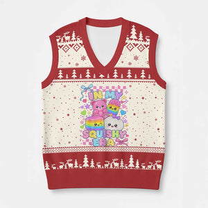 In My Squishy Era V-Neck Knit Sweater Vest Cute Kawaii Pastel Dumpling Graphic TS10 Beige Red Print Your Wear