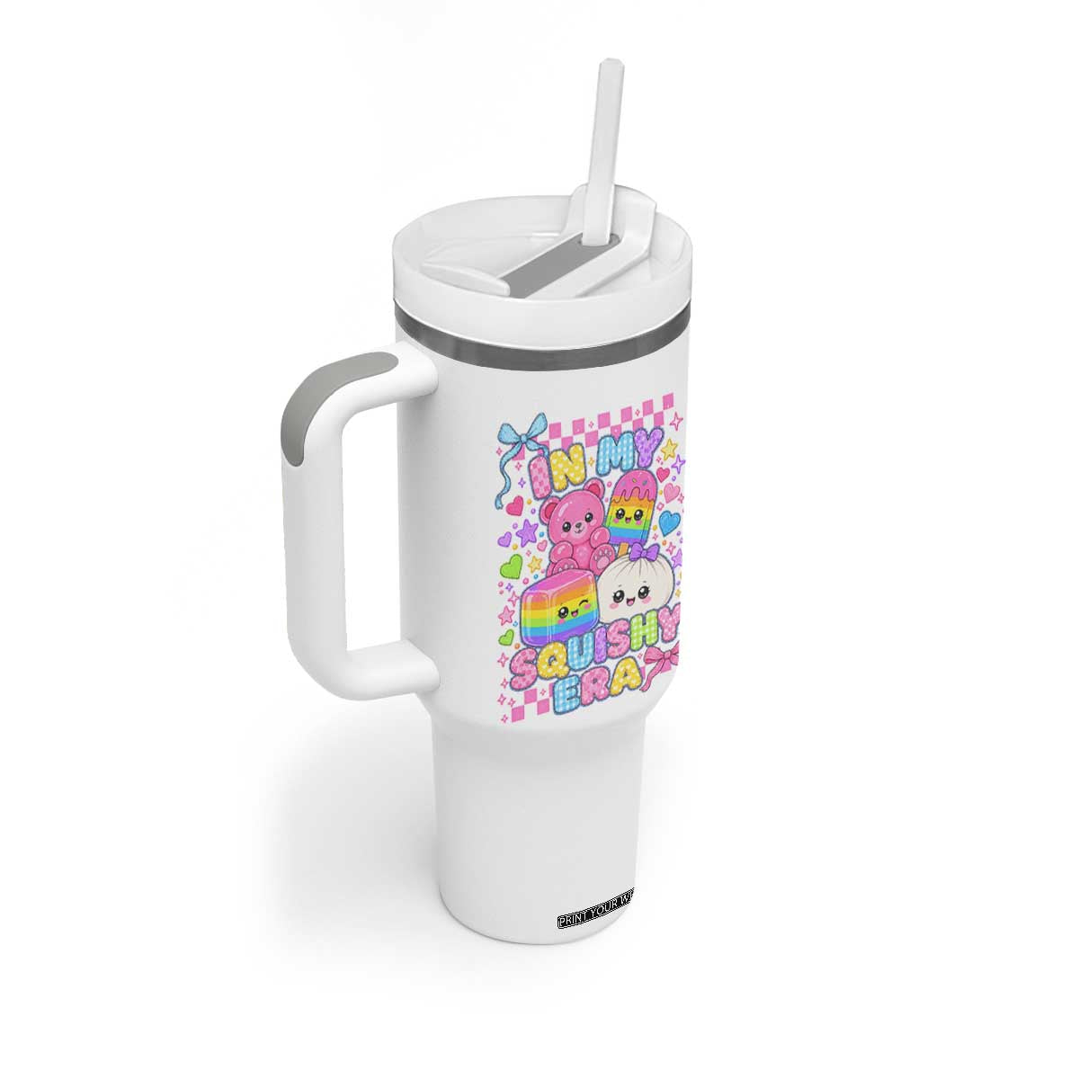 In My Squishy Era Tumbler With Handle Cute Kawaii Pastel Dumpling Graphic TS10 Print Your Wear