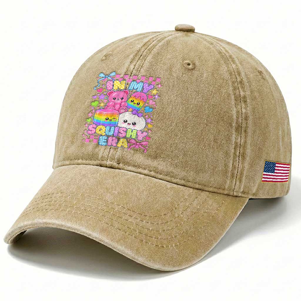 In My Squishy Era Washed Cotton Baseball Cap Cute Kawaii Pastel Dumpling Graphic TS10 Print Your Wear