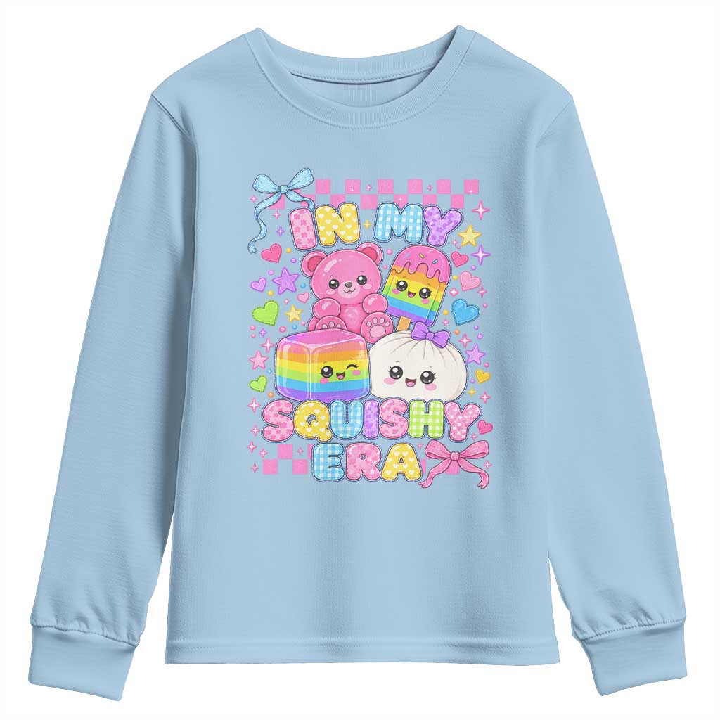 In My Squishy Era Youth Sweatshirt Cute Kawaii Pastel Dumpling Graphic TS10 Light Blue Print Your Wear