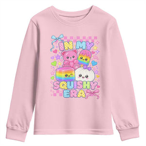 In My Squishy Era Youth Sweatshirt Cute Kawaii Pastel Dumpling Graphic TS10 Light Pink Print Your Wear