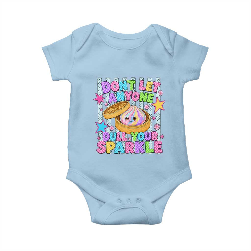 Squishy Lovers Baby Onesie Dont Let Anyone Dull Your Sparkle Cute Rainbow Dumpling Graphic TS10 Light Blue Print Your Wear